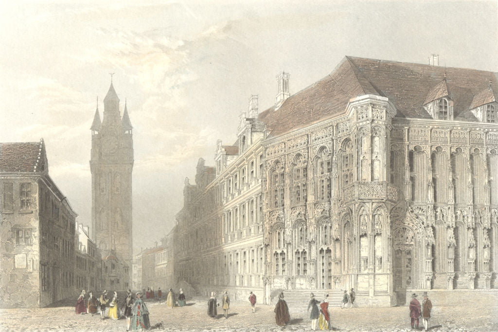 GHENT. Hotel Ville. Payne Interesting architecture 1847 old antique print